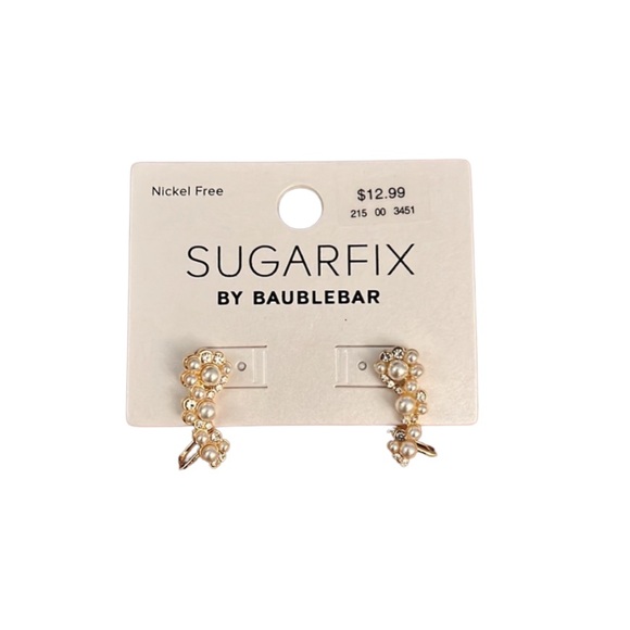 Sugarfix by BaubleBar Crystal and Pearl Ear Crawlers - Gold - Picture 1 of 7